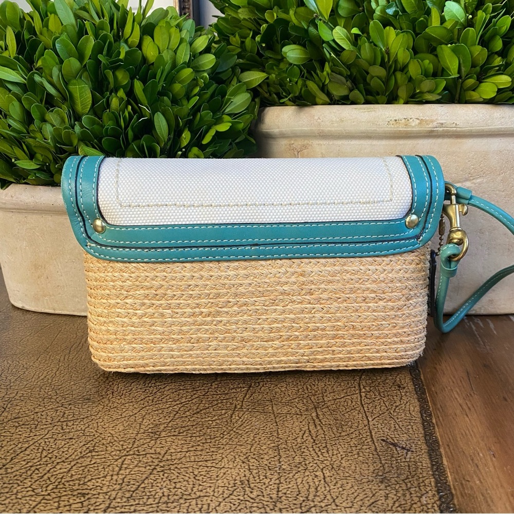 Coach Legacy Y2K Teal Woven Clutch Wallet - Picture 7 of 12